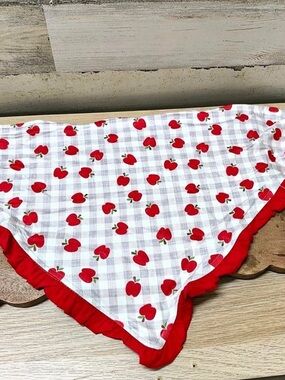 Griffy & Drake Apple print plaid ruffle bandana Dog Bandana in White & Red